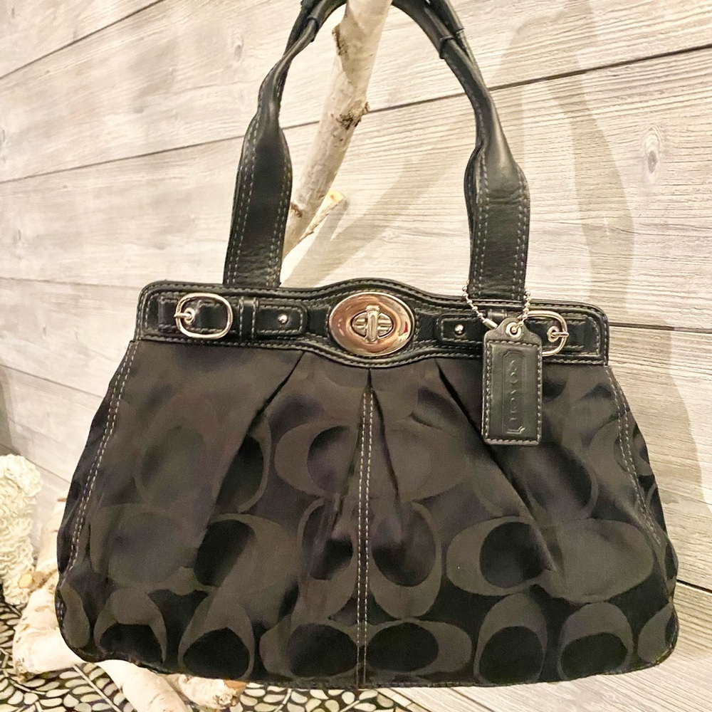 Coach Black Shoulder Bag with Signature Design